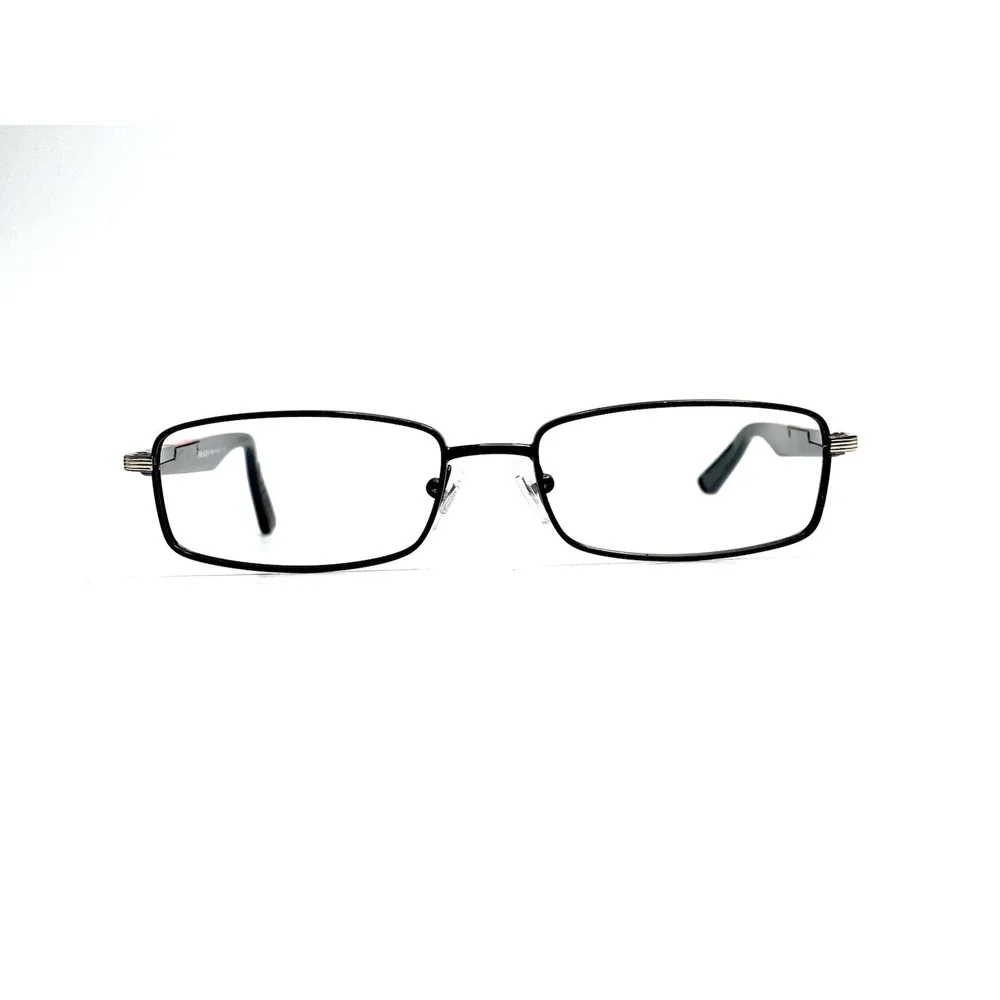Prada Men Black Rectangular Glasses Red Accent Temples Italy 52 16 140